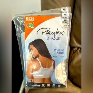 Playtex 18 Hour E525 Wirefree Posture Boost Front Close Bra 40C NIP light beige